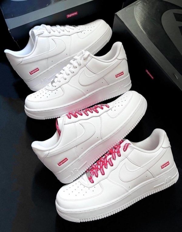 Nike Air Force 1 SUPREME มีเชือก 2 สีขาวกับแดง - Image 5